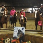 L to R Alison Simpson (Figaro), Claire Dobbin (Louie), Stella Black (Prince), Jamie Lee Reid (Logans Leap) Clear rounds in the Pegus 70cm class