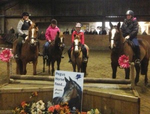  L to R Alison Simpson (Figaro), Claire Dobbin (Louie), Stella Black (Prince), Jamie Lee Reid (Logans Leap) Clear rounds in the Pegus 70cm class