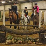 L to R Vicky Teuton (PJ), Regan McKee (Misty), Rachel Thompson (Footsie) clear rounds in the HorseWorld NI 90cm class