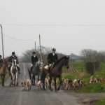 Huntsman Lee Johnston with Hunt Master Philip White, Gerard McCloskey& Rosie Alcorn leading the Route Hunt at Ballyhome