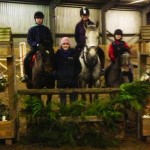 Clear rounds in the 1m class: L to R Toby Fynn (Joansy), Natasha Moore (Murphy), Cerys Howell (Runaway Dolly) and Courtney Stuart