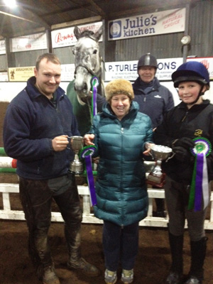 Olive Green presenting Billy Mitchell cups to William Green and Caitlin Stuart also in photo Dan McComb who was second