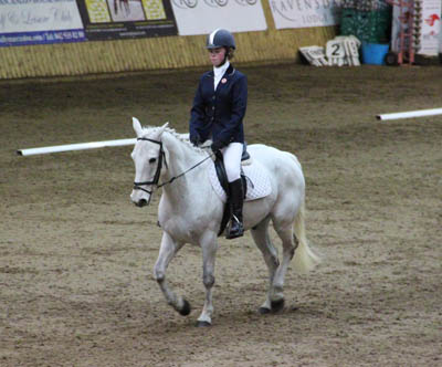 Lynn Clarke Hearty & Bobby on their way to winning class 2, Prelim 4 at the Cemac Groups indoor dressage league at Ravensdale Lodge on Sunday.