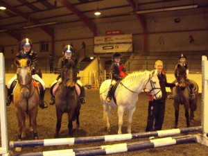 Henry Flood and Killyliss Cleo; Chloe Flood and Paddy; Beth Thompson and Grace; Collum McCullagh (Manager at Ecclesville); Leonora Bell and Harry