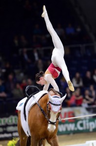 Italy's Anna Cavallaro on Harley, lunged by Nelson Vidoni, wins FEI World Cup™ Vaulting Final in Braunschweig (GER).