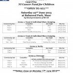 Area 17 of the Pony Club Charity Show supporting NI Cancer Fund for Children Sat 22nd June Balmoral Park