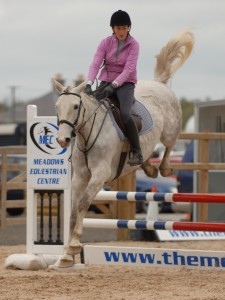 Hazel Pearson finished 6th in the 90cms on her new horse Carrie