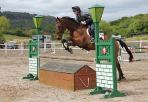 Betty Nicholls & Canadian Clipper jump the 1m track at Ravensdale Lodge's arena eventing league on Saturday Photo: Niall Connolly.