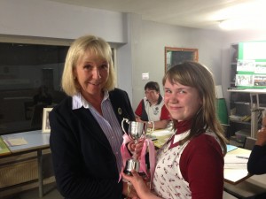 Lucy Smyth, Vicoria Bridge receiving the Charley Dargie Cup from Mrs Julie Jordan at Omagh RDA awards evening