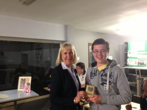 Omagh RDA Volunteer Danny McClintock being presented with his Volunteering award by Mrs Julie Jordan, RDANI Regional Chairperson