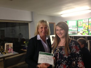 Omagh RDA Volunteer Lauren Quigley receives her 1 year voluntary service certificate from Mrs Julie Jordan RDANI regional Chair