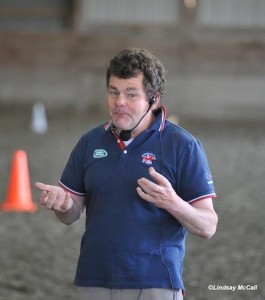British Para Coach Clive Milkins, talks to those assembled at Omagh RDA. Where he delivered two days of clinics to RDA riders and able bodied riders