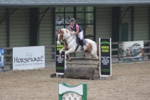 Sarah Hall & Banofie on a flier in the 1m class at Ravensdale Lodge's arena eventing league on Saturday