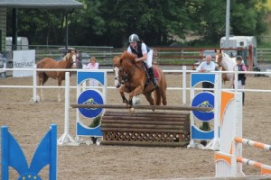 Rachel Thompson & Apache jump the joker fence in the 1m class at the arena eventing league held at Ravensdale Lodge on Saturday, Photo Niall Connolly