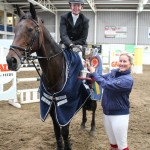 1st Prizewinner in Saturday's Mini Grand Prix event Joanna Curran and Kilbrickin receiving The Frank Kernan Memorial Cup from Ellen Kernan, daughter of the late Frank Kernan.