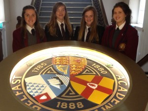 Pupils from Belfast Royal Academy, keen to take part at this years USSJ Championships: Amy Wilson, Justine Harding, Amber Vick, Beth Moss