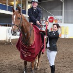 1st Prizewinner in Sunday's Grand Prix Martin Wilson & Hermes Diamond receiving The Maggie Murphy Trophy from Roisin Hughes daughter of the late Maggie Murphy. photo courtesy of Jumpinaction.net Photography