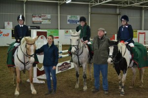 Winners of the Open Team Event. Monaghan Collegiate (Red) with Chef d'equipe David Kinghan