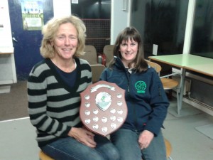 Lucinda Blakiston-Houston receives the Dolly Mixture Shield from Alison Donnell Secretary, for attending the most riding club events throughout the year