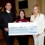 OONAGH BROWN (DEVELOPMENT MANAGER OF MENCAP RECEIIVED A CHEQUE FOR £500 AT A RECEPTION IN THE TEMPLE GOLF CLUB LAST WED. EVENING FROM ALASTAIR McILVEEN (NORTH DOWN MARQUEES) ALASTAIR CHOSE MENCAP AS HIS  CHOSEN CHARITY AFTER WINNING THE CELEBRITY DONKEY CHASE AT THE SAINTFIELD HORSE SHOW IN AUGUST.  ALSO INC IS (SAINTFIELD HORSE SHOW DIRECTOR) JOAN CUNNINGHAM.