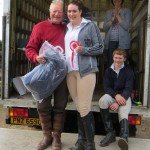 Fiona Magill winner of the Open 90cm class being congratulated by Tommy Caves