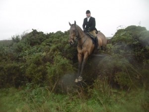 Martin Mellet clearing one of the hedge jumps