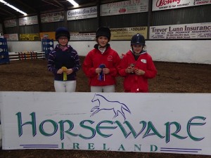 Individual winners of HORSEWARE Junior league - L-R Caitlin Stuart, Ellie McMullan, Charlie Hanna