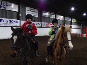 L-R Zara Burns, Shannon Boville showing their rosettes