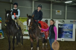 Prizewinners in the 1.10m class: Natalie Kinghan on Coco and Amy McVerry on Captain Tate, voucher winner.