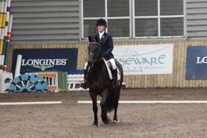 Winner of class 1 Kerri Rafferty & Cor Rambler at the O' Reillys Wholesalers Newry indoor dressage league at Ravensdale Lodge on Sunday. Photo: Niall Connolly.