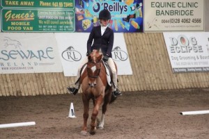 Winners of class 2, Roisin Winters & Rhos Royal Velvet put in a great performance at Ravensdale Lodge on Sunday during the O' Reillys Wholesalers Newry indoor dressage league.  Photo: Niall Connolly