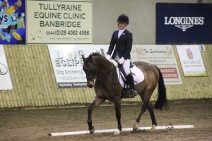 Katie Burns & Caracas on their way to winning class 4 with a score of 71.66% at the O' Reillys Wholesalers Newry sponsored indoor dressage league at Ravensdale Lodge on Sunday. Results & weekly report to follow.