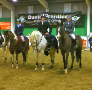Katie King and Rod Redudon winners if the Senior Open Class for Downshire Riding Club  Downshire members in the winning line up of the Senior Intermediate Class l/r Nikki Cullen -Tango Lad 3rd. Alan Martin- Inishcara 4th and Katie King -Colonel Gun 5th