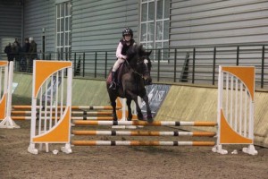 Dundalk rider, Katherina Mc Cabe riding Ravensdale Ebony jumps the double in the 70cm class in week one of the horse & pony training league at Ravensdale Lodge on Friday evening.