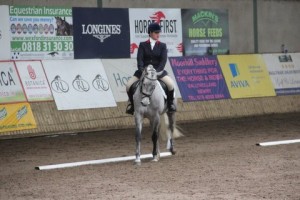 Lisa Wallace & Peaches compete in class 3 at Ravensdale Lodge's indoor dressage league on Sunday.