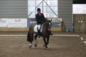 Class 3 & 4 winner Allan Dewhurst show some great paces with his wife Jan's Podge at Ravensdale Lodge's indoor dressage league on Sunday. Photo: Niall Connolly.