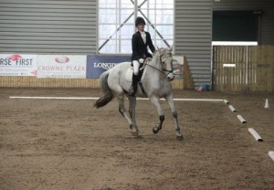 Tara Patton & Dakota perform in class 3, BD Prelim 14  at Ravensdale Lodge's indoor dressage league on Sunday Photo: Niall Connolly.