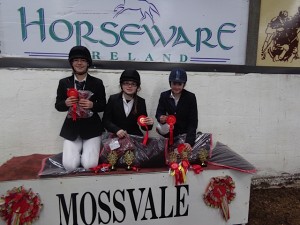 Winning team of the HORSEWARE Junior league - Mourne High Flyers; Carolin Ehrhardt, Tierna Harper, Charley Hanna.