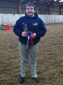 Gavin Forsythe from Omagh RDA  displays his awards following his win at the RDA Show Jumping event heldd in Danescroft.  Gavin will now travel to Hartpury during the summer as part of the Omagh an