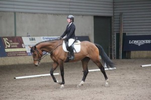 Clare Murtagh & Aldatos Mist competing in class 3 at Ravensdale Lodge's weekly indoor dressage league on Sunday.