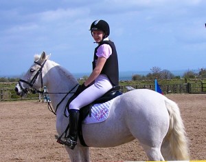 Double trophy winner Megan Ingram on Thizbee winning the 70 & 80cm classes at Knockagh View's All Silver showjumping day