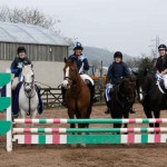 Line up of prize winners in 70cm class from left Aimee Jenkins on Gusty, Mag Ross on Chester, Aimee Roscoe on Peter and Ruth Odornan on Midnight Maddy Photi from AP Photography )