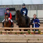 (From left) winner of the 90cm class Elaine gardener with her lovely Knockagh View rug, Sabrina McAnulty on chocolate chip and Dylan Kelso on Roxy