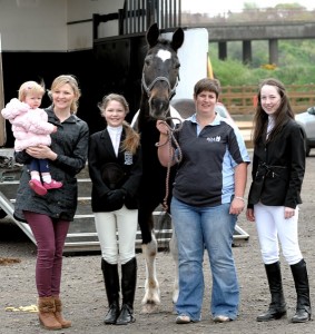 Group Chairperson, Emma-Jayne Fowler with riders Naomi Connell and Grace McSorley.  Also in the picture is Naomi's mum Leigh Connell