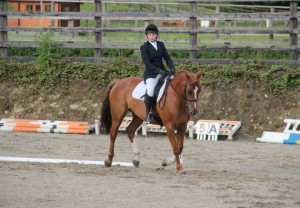 Lynn-Clarke & Homegrown Lexi competing in class 2 at Ravensdale Lodge's outdoor dressage league on Tuesday: Photo: Niall Connolly.