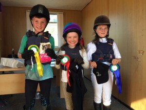 Winners of 50cm cm Class; (from left) 3rd Marty Steel, 1st Chloe Agnew, 2nd Jazmin Kirkwood