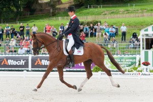 Great Britain’s William Fox-Pitt and the 14-year old stallion Chilli Morning are in the lead after the first day of Eventing Dressage at the Alltech FEI World Equestrian Games™ 2014 in Normandy. (Trevor Holt/FEI)