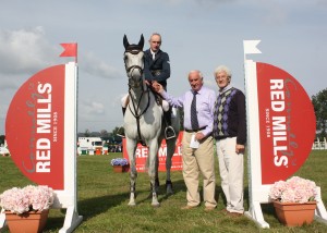 2014 Connollys RED MILLS Munster Grand Prix league runner up Seamus Hayes pictured with from left  Tony Hurley ShowjumpingIreland Chairman  and Jerry Sweetnam Munster league organizer