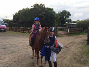 Winners of 50cm Class (from left): 2nd and winner of “The Brian Kerr Memorial Cup 2014”, Chloe Agnew on Rocket and 1st Becky McBride
