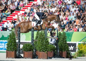 Sandra Auffarth and the Normandy-bred Opgun Louvo were foot-perfect throughout to take individual Eventing gold and lead the Germans to team gold at the Alltech FEI World Equestrian Games™ in Normandy. (Trevor Holt/FEI)